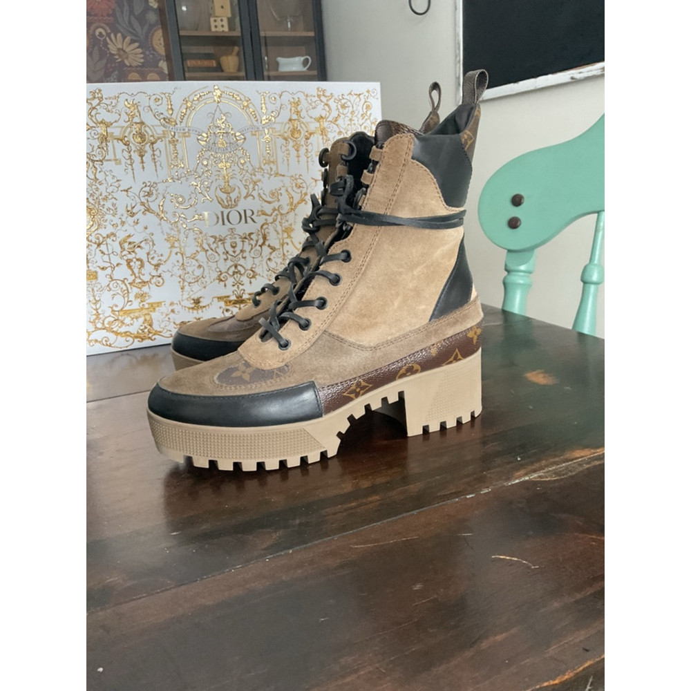 Louis Vuitton Laureate Platform Desert Boots Monogram Canvas Suede Size 39 - Picture 13 of 16